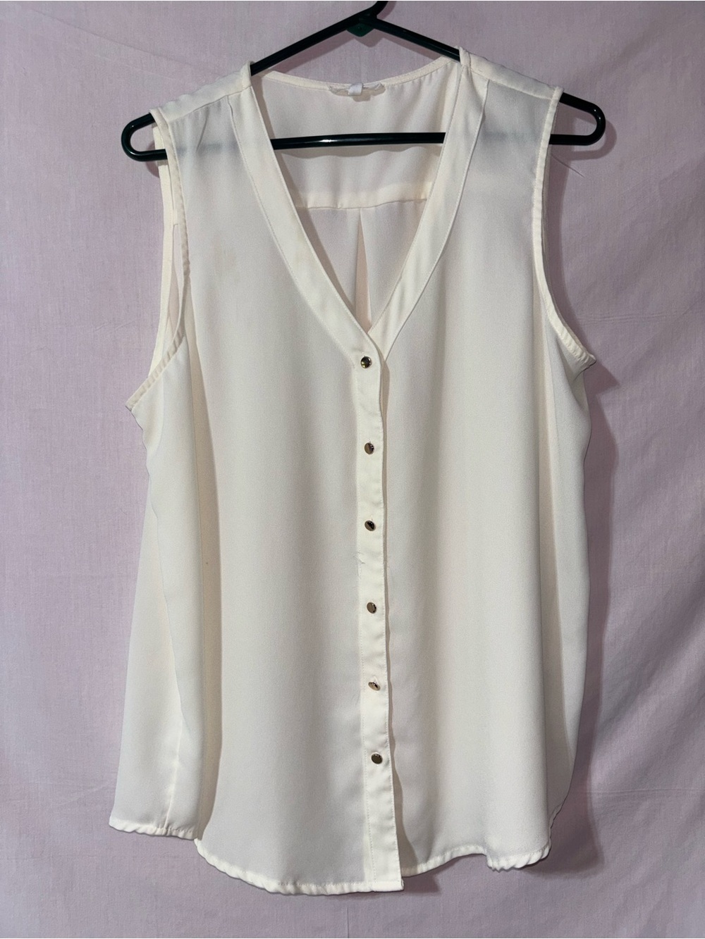 Maurices Ivory Sleeveless V-Neck Button-Front Blouse